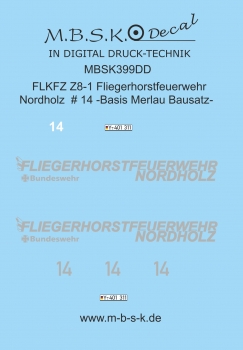 Beschriftung für FLKFZ Z8-1 Nordholz 14 -Basis Merlau- Premium Digitaldruck Decal MBSK399DD