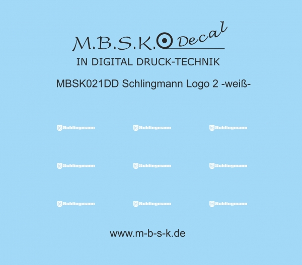 Schlingmann Logo 02 -Weiß- Premium Digitaldruck Decal  MBSK021DD