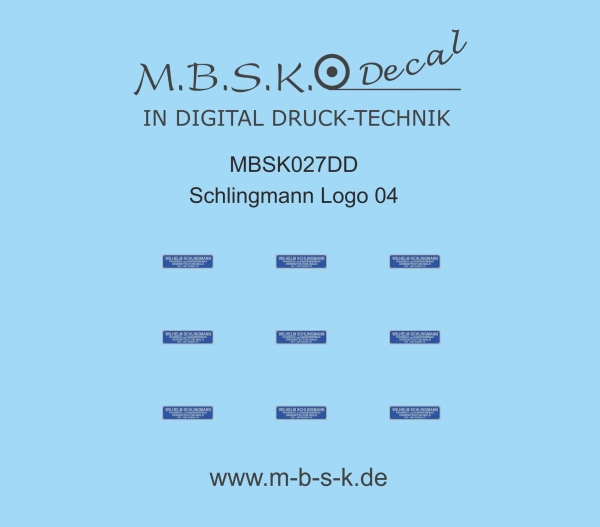 Schlingmann Logo 04 Premium Digitaldruck Decal MBSK027DD