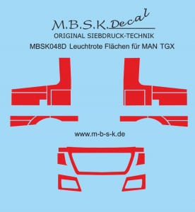Leuchtrote Flächen für MAN TGX BF Düsseldorf MBSK048D