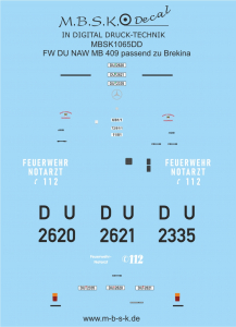 Beschriftung für NAW MB 409 Feuerwehr Duisburg MBSK1065DD