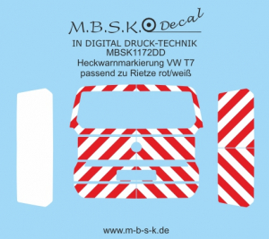 Heckwarnmarkierung VW T7 Basis Rietze rot/weiß MBSK1172DD