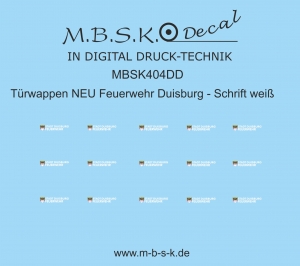 Türwappen NEU FW Duisburg Schrift -weiß- MBSK404DD