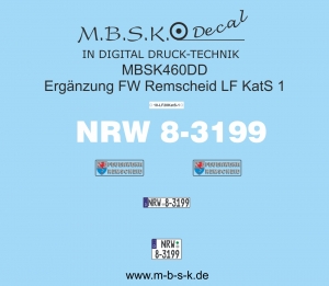 Beschriftung für LF KatS 1 Ergänzung FW Remscheid MBSK460DD