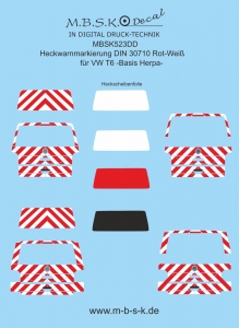 VW T 6 Heckwarnmarkierug DIN 30710 Rot-Weiß MBSK523DD
