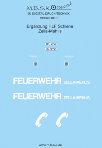 Ergänzung zu HLF Schiene Zella Mehlis Basis Decal (MBSK570DD) RMM Bausatz 05.003.042 MBSK584DD