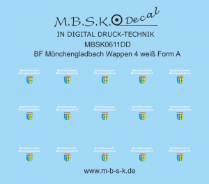 BF Mönchengladbach Wappen 4 weiß Form A MBSK611DD