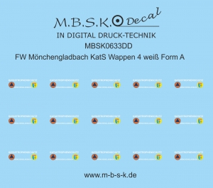 FW Mönchengladbach KatS Wappen 4 weiß Form A MBSK633DD
