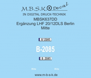 Ergänzung für LHF 20/12 DLS FW Berlin Mitte / MBSK Decal MBSK488DD und Merlau Bausatz 05.003.141 MBSK637DD