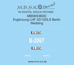 Ergänzung für LHF 20/12 DLS FW Berlin Wedding / MBSK Decal MBSK488DD und Merlau Bausatz 05.003.141 MBSK638DD