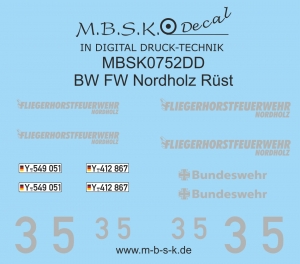 Beschriftung für BW FW Nordholz MAN TG M 4x4 Geräterüstfahrzeug Basis Arsenal M MBSK752DD