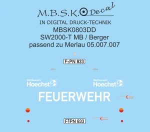 Decal für SW2000-T MB/Berger passend zu 05.007.007 MBSK803DD