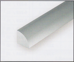 Polystyrol Viertelrundstangen -weiß- Durchmesser 0,75 mm - Länge 356mm 5 Stück EV-246