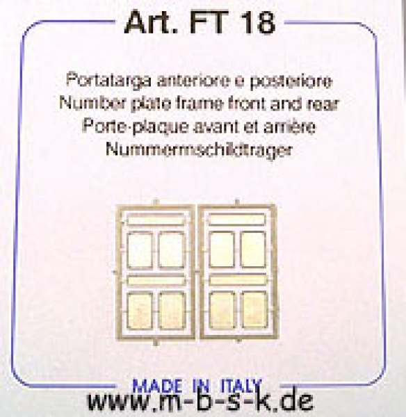 Nummernschildträger, vorne und hinten FT18