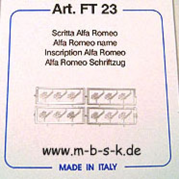 Alfa Romeo Schriftzüge, 12 Stück FT23