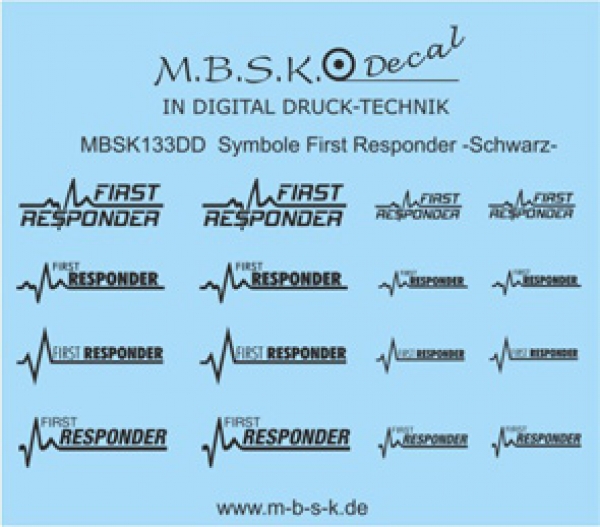 First Responder Schriftzüge -Schwarz- Premium Digitaldruck Decal MBSK133DD