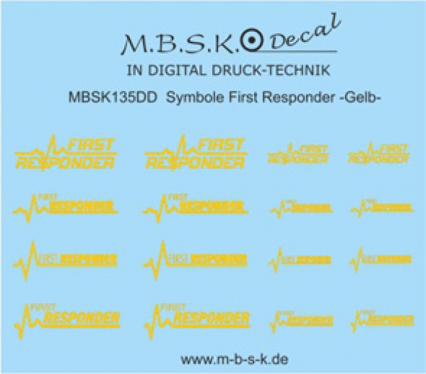 First Responder Schriftzüge -Gelb- Premium Digitaldruck Decal MBSK135DD