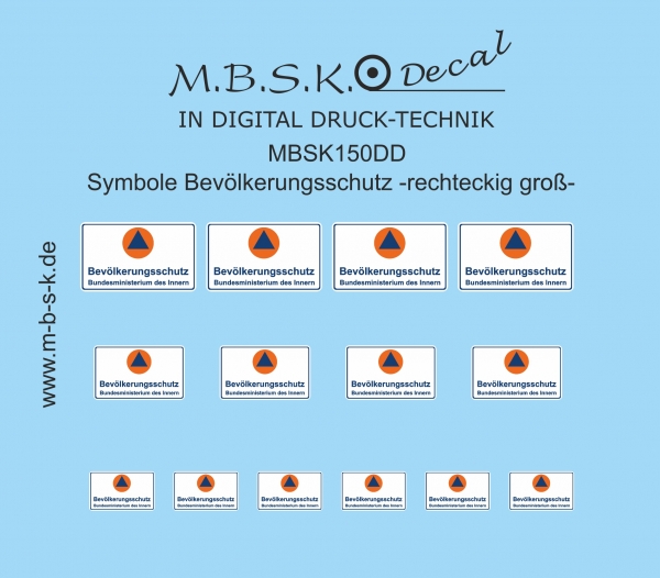Schriftzug-Symbol Bevölkerungsschutz -rechteckig groß- Premium Digitaldruck Decal MBSK150DD