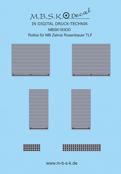 Rollos für MB Zetros Rosenbauer TLF Digitaldruck Decal MBSK183DD