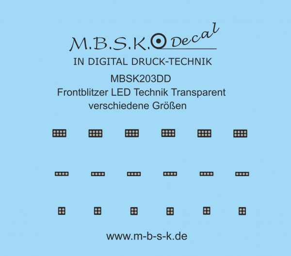 Frontblitzer LED Technik Transparent verschiedene Größen Premium Digitaldruck Decal MBSK203DD